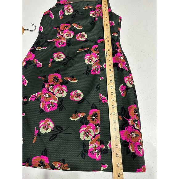 Fossil Sleeveless Dress Textured Army Green Floral Lined Sheath 6 Forest Fairy - Picture 10 of 10
